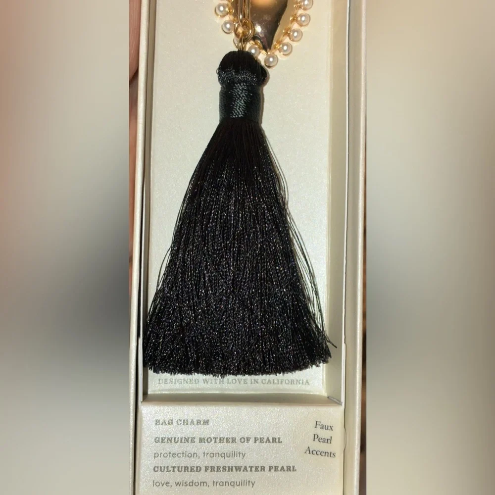 LUNA NORTE TikTok Viral Black Tassel and Charms Elegant Purse Bag Charm NEW NWT